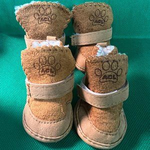 4 Pack ACL Dog Shoes Booties Winter Boots Faux Swede & Sheep's Wool SIZE 3